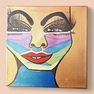 ✨️"Alexis" Megan Phoenix Original! Abstract Pop Art Portrait! Acrylic On Canvas